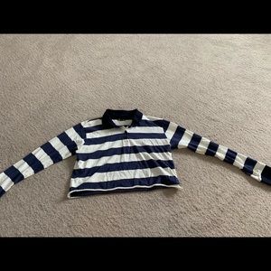 Long sleeve collared crop tee shirt